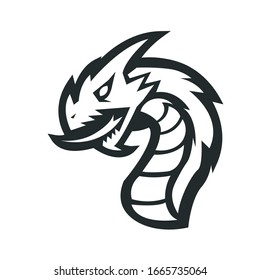 Dragon mascot logo silhouette version. Dragon in sport style, mascot logo illustration design vector