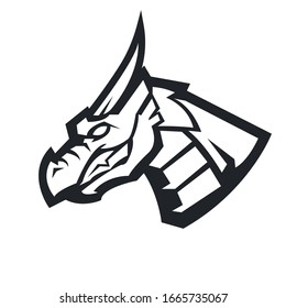 Dragon mascot logo silhouette version. Dragon in sport style, mascot logo illustration design vector