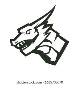 Dragon mascot logo silhouette version. Dragon in sport style, mascot logo illustration design vector
