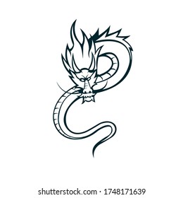 Dragon mascot logo silhouette version. Dragon logo in sport style, mascot logo illustration design vector
