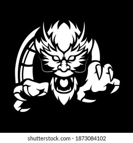 Dragon mascot logo silhouette version. Dragons in sport style, mascot logo illustration design vector	