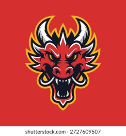 Ilustración de Arte vectorial de logotipo de mascota de dragón