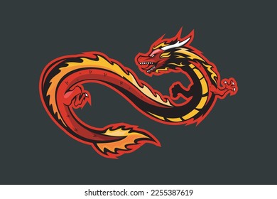 DRAGON MASCOT LOGO VECTOR ILLUSTRATION