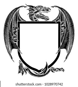 A dragon medieval heraldic coat of arms crest shield emblem 