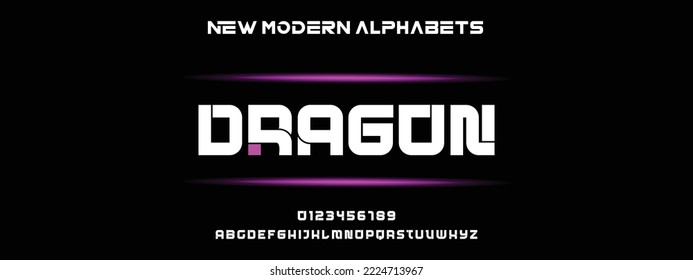 DRAGON Modern Bold Font. Regular Italic Number Typography urban style alphabet fonts for fashion, sport, technology, digital, movie, logo design, vector illustration