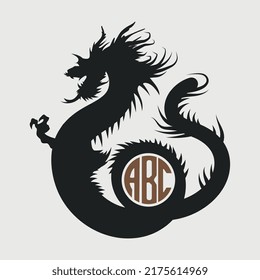 Dragon Monogram SVG Cut File, Winged Dragon, Fire Dragon, Dragon Silhouette Svg, svg