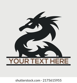 Dragon Monogram SVG Cut File, Winged Dragon Fire Dragon, Dragon Silhouette Svg, svg