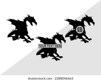 Dragon Monogram Vector Illustration Silhouette svg