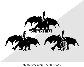 Dragon Monogram Vector Illustration Silhouette svg
