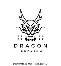 dragon monoline logo vector icon illustration