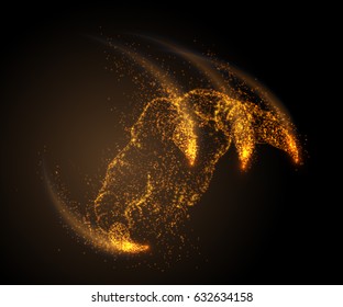 Dragon Monster Claw, Attack. Vector Illustration