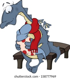 Dragon mum and the child dragon cartoon