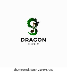 Dragon music logo, awesome snake music logo template