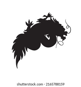 Dragon mystic animal silhouette tattoo vector. Fantasy and mystical oriental predator. Mythology fantastic and dangerous evil monster, chinese new year symbol flat cartoon illustration