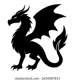 Dragon Mythical Silhouette icon on white background