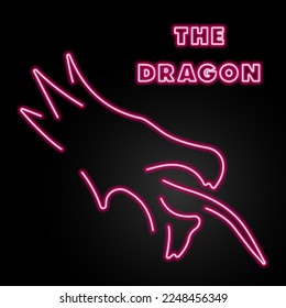 dragon neon sign, modern glowing banner design, colorful modern design trends on black background. Vector illustration.