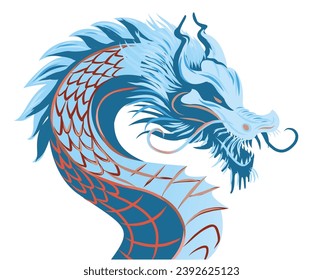 Dragon New Year banner. poster vector purple fabulous Dragon. Chinese 2024 Set of symbols of Chinese New Year - dragon. Magic animal