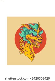 Dragon New year Colorful Vector Illustration 