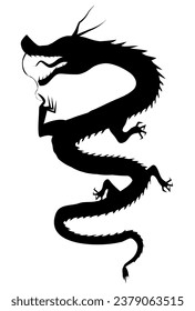 Dragon New Year's card Oriental zodiac sign Silhouette Icon