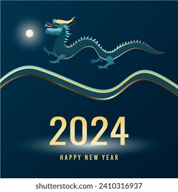 Dragon at the night with date 2024