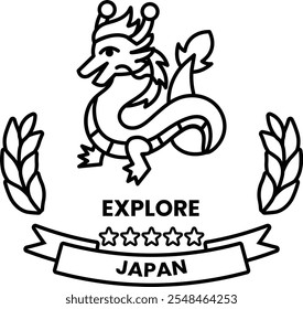 Un dragón está en un Anuncio que dice Explore Japón