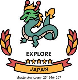 Un dragón está en un Anuncio que dice Explore Japón