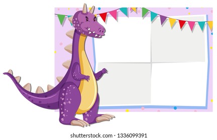 A dragon on cute note illustration