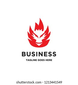 dragon on flame logo icon vector