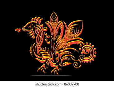 Dragon on the isolated background. Illustration.
