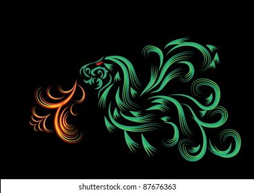 Dragon on the isolated background. Illustration.