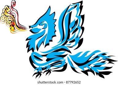 Dragon on the isolated background . vector illustration.