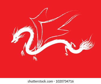 The Dragon on Red background