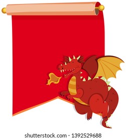 Dragon on red template illustration
