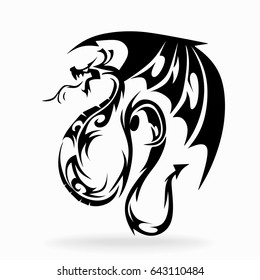Dragon on a white background, tribal, vector