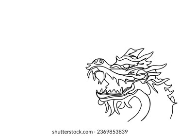 Dragon one line drawing, vector illustration.