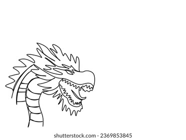 Dragon one line drawing, vector illustration.