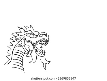 Dragon one line drawing, vector illustration.