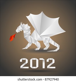 Dragon origami.Vector.