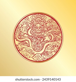 Dragon ornament vector traditional illustration
