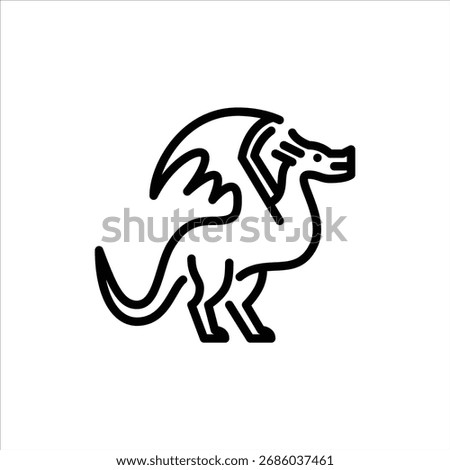 Dragon outline icon. mythical creature black line illustration.