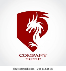 dragon contorno en escudo rojo color heraldry logo