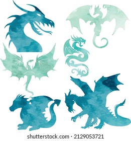 dragon pack wild animal vector watercolor