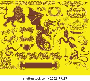 Dragon , pattern lion, vector design.