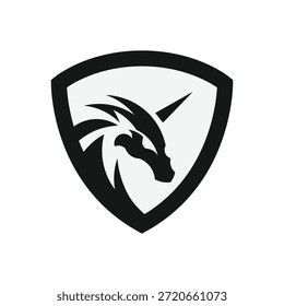 Plantilla del escudo del logotipo del emblema de Dragon pegasus