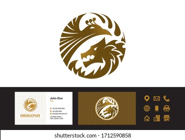 Dragon Phoenix Logo - Business Cards Design Vector