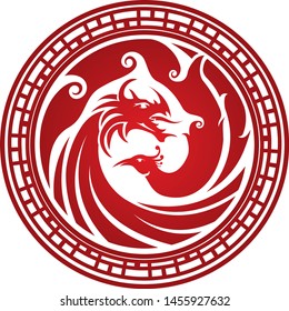Dragon and phoenix logo vector