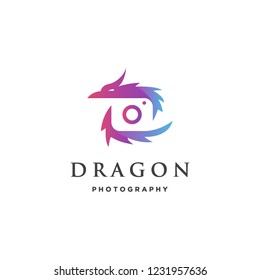 dragon photography logo icon vector