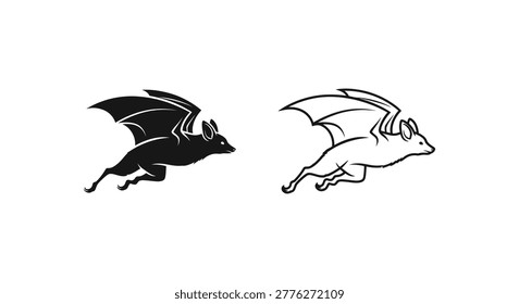 Dragon Pig Mythical Hybrid Creatures Art Design Vector