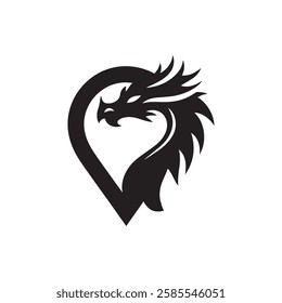 Dragon pin simple black white logo