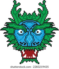 Dragon pixelated icon vector illustration design, Pixel art set isolated flying monster